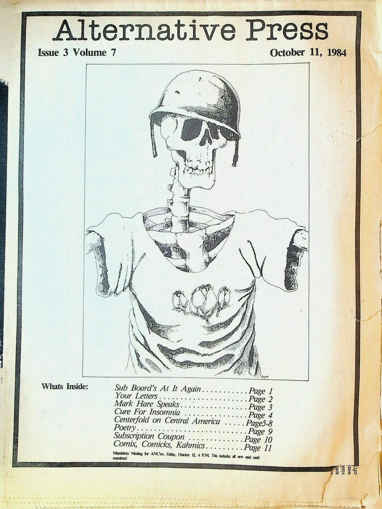 Alternative Press October 11 1984 Norman Mayer Central America