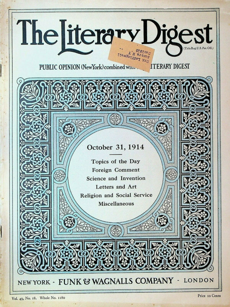 Literary Digest October 31 1914 WWI Germany Britain France USA Ships