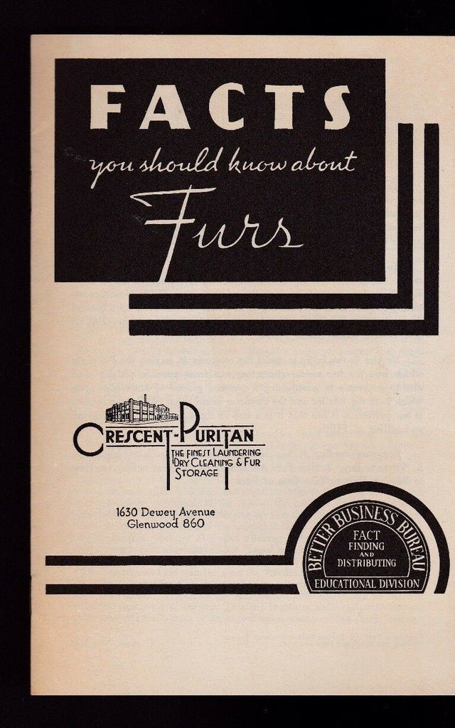 Facts You Should Know About Furs 1945 Booklet Crescent Puritan Rochester NY