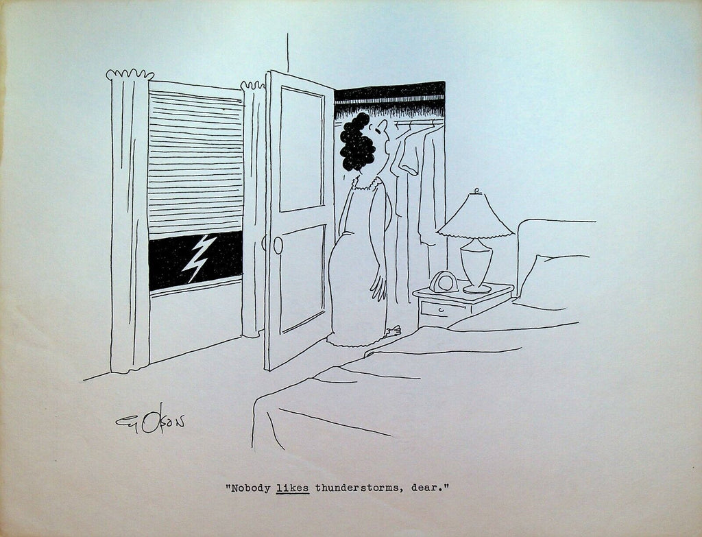 Man Hiding in Closet Thunderstorm 1960s Cy Olson Original Art