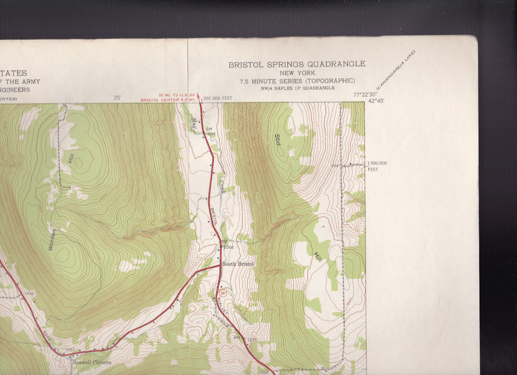 Bristol Springs Quadrangle New York  US Geological Survey Map 1943