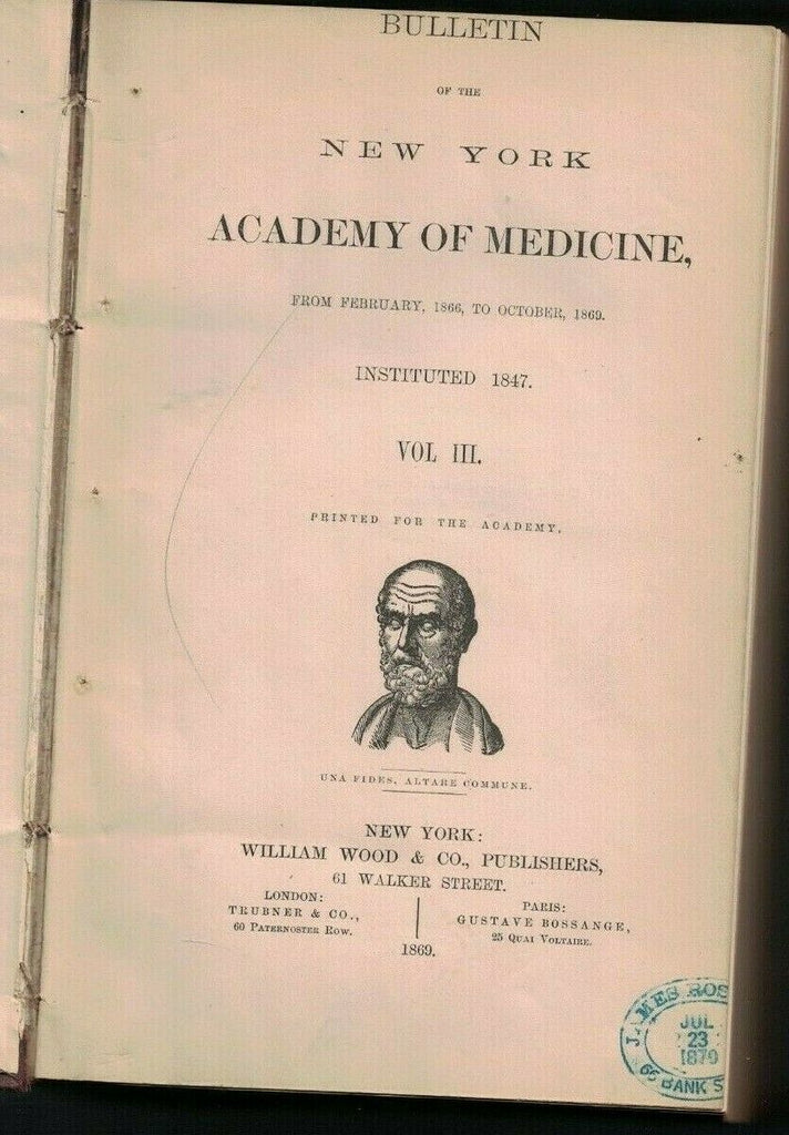 Bulletin of the New York Academy of Medicine Vol 3 1869 Morphine Coffee