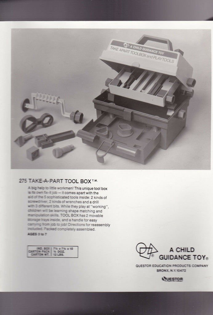 Child Guidance Toy 8x10 Glossy Photo #275 Take-A-Part Tool Box