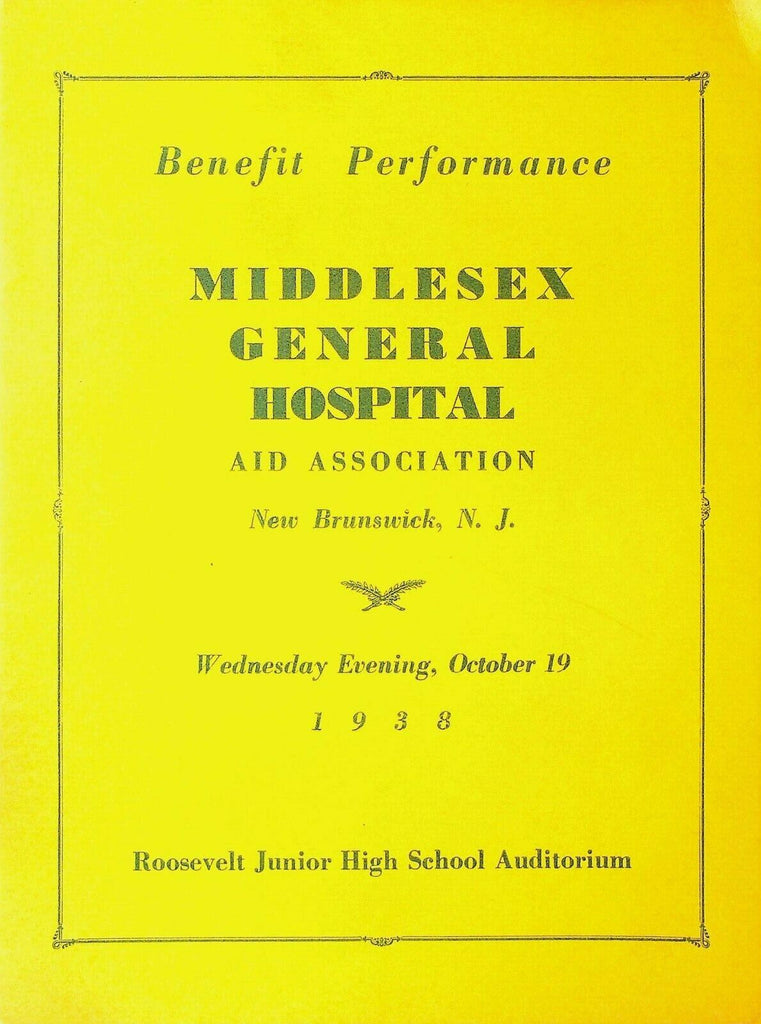 Middlesex General Hospital New Brunswick NJ 1938 Aid Association Benefit Program