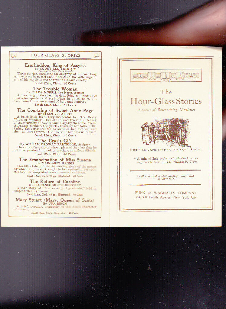 The Hour-Glass Stories Ad Brochure Funk & Wagnalls Co 1910s