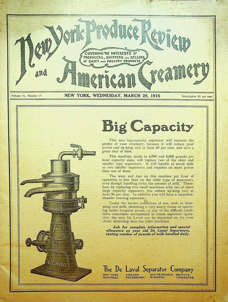 New York Produce Review & American Creamery Magazine March 29 1916