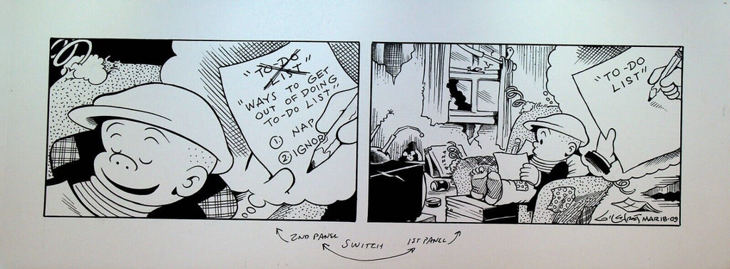 Nancy Comic Strip Original Art Guy Gilchrist March 18 2009 To Do List Nap