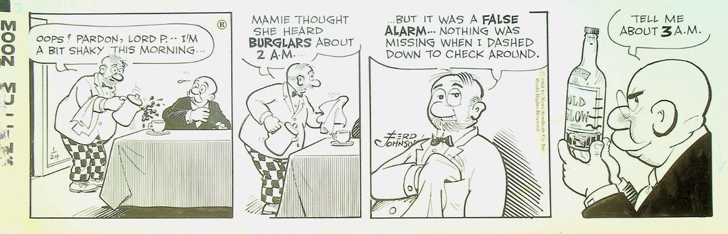 Moon Mullins Ferd Johnson Original Comic Strip Art January 24 1968