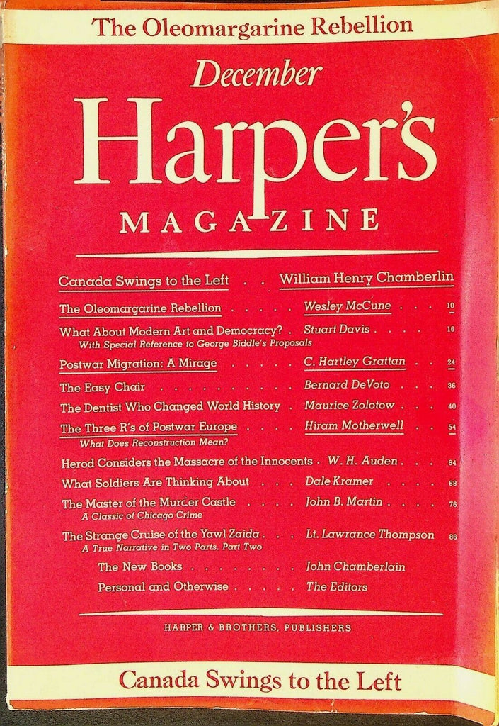 Harper's Magazine December 1943 WWII Oleomargarine Maurice William HH Holmes