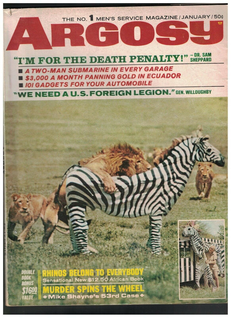Argosy Magazine January 1966 Brett Halliday Cap Streeter Dr Sam Sheppard
