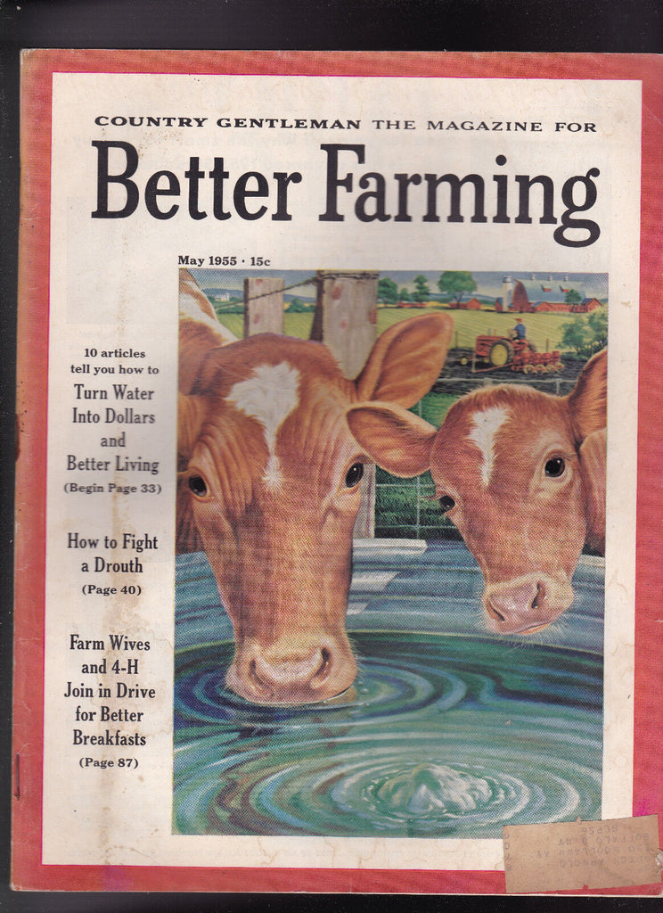 Country Gentleman the Magazine for Better Farming Cows Drinking Cover May 1955