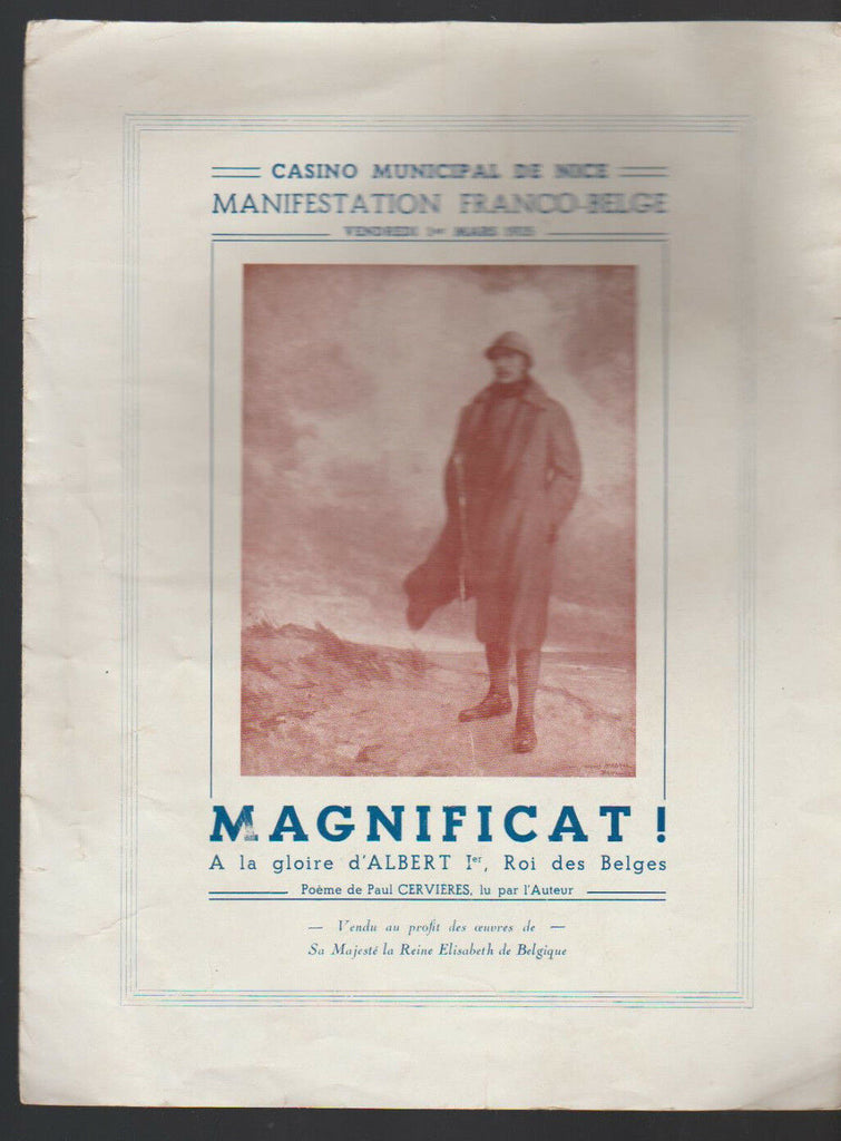 Magnificat King Albert 1 of Belgium March 1935 Program Casino of Nice
