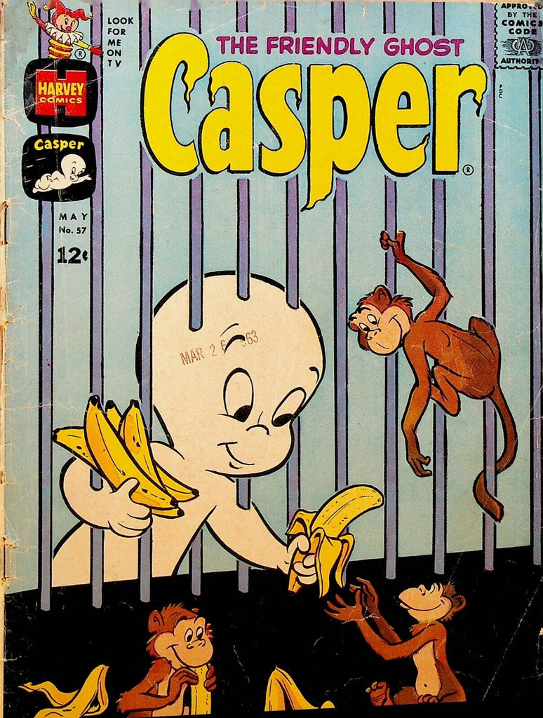 Friendly Ghost Casper 57 1963 Monkeys Cage Banana Harvey Comics