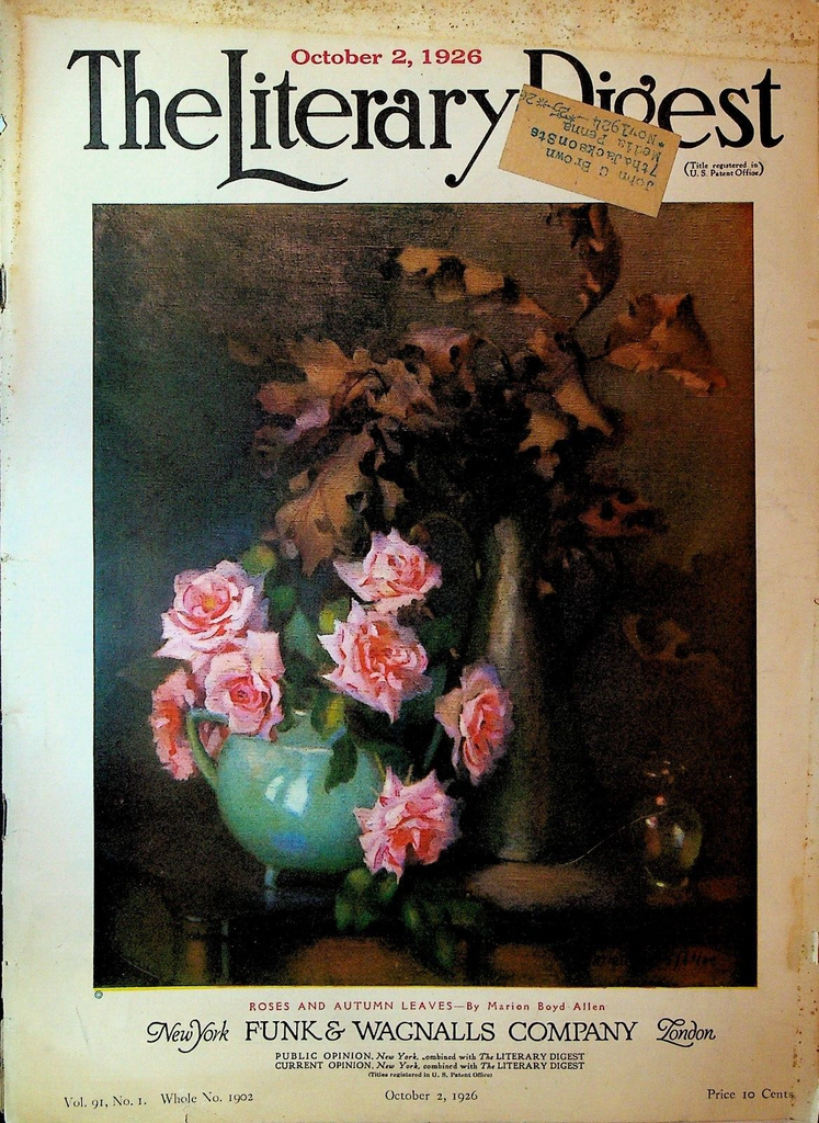 The Literary Digest October 2 1926 Florida Hurricane Jazz Music