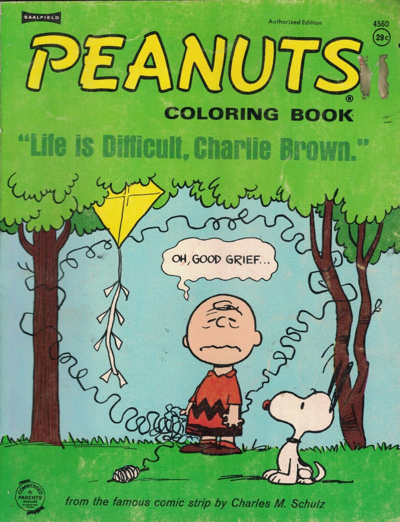 Peanuts Coloring Book Life is Difficult Charlie Brown Saalfield #4560 1968