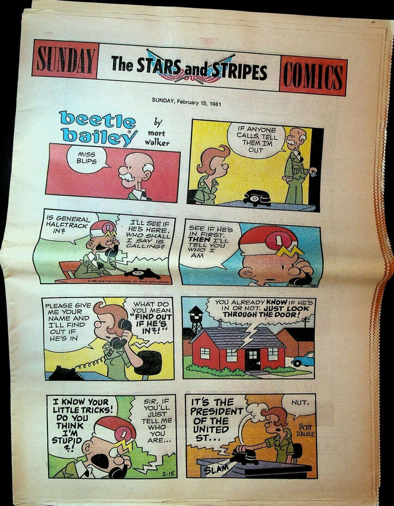 Stars & Stripes Sunday Comics Section February 15 1981 Beetle Bailey