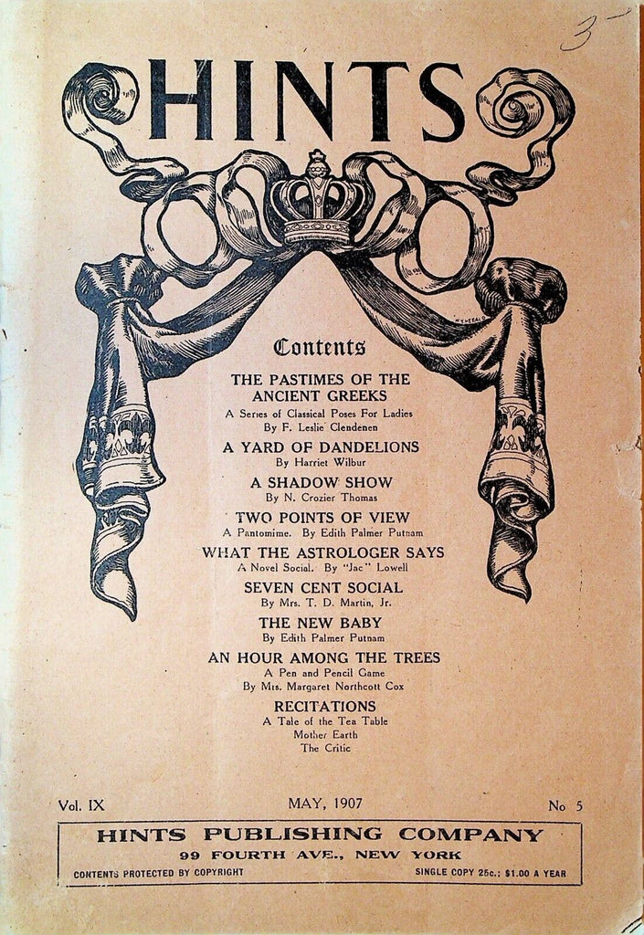 Hints Magazine May 1907 Ancient Greek Pastimes Edith Palmer Putnam