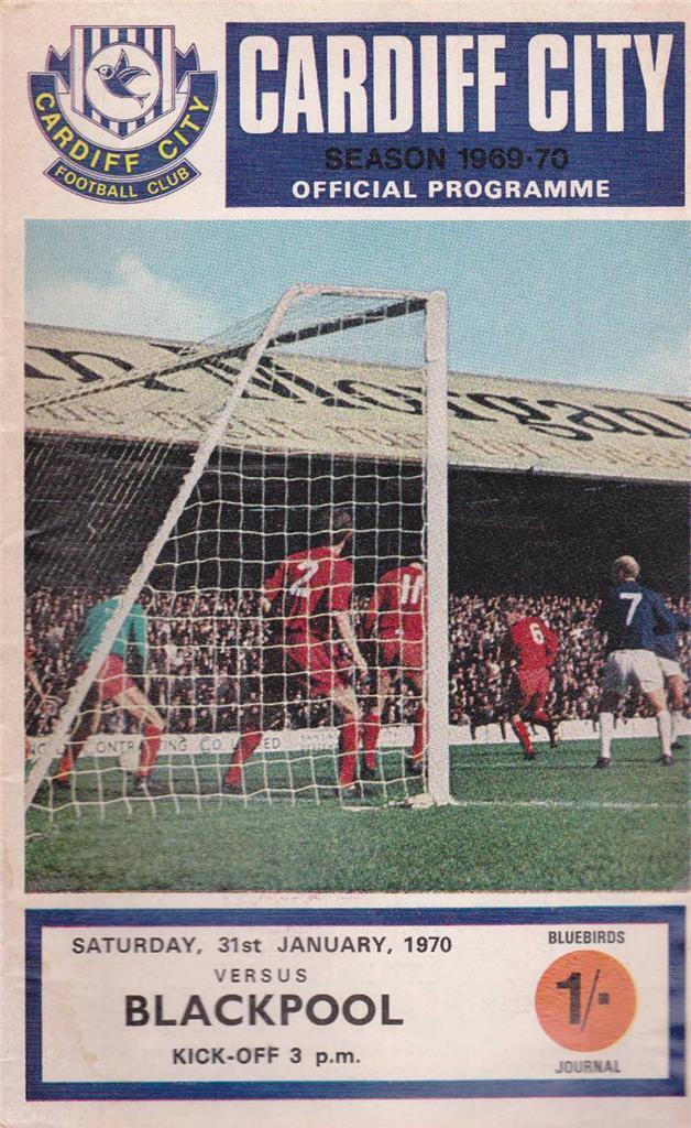 Cardiff City v Blackpool Official Programme January 31 1970