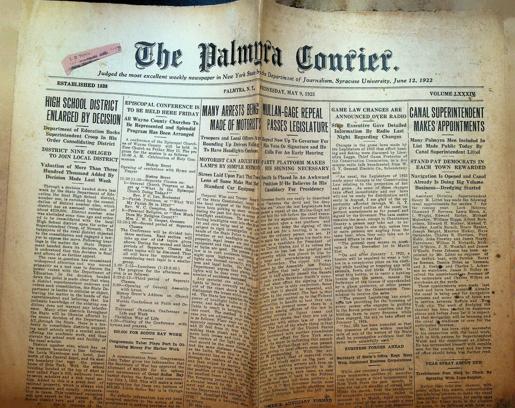 Palmyra Courier May 9 1923 Ethel Clayton Douglas Fairbanks Boy Scouts