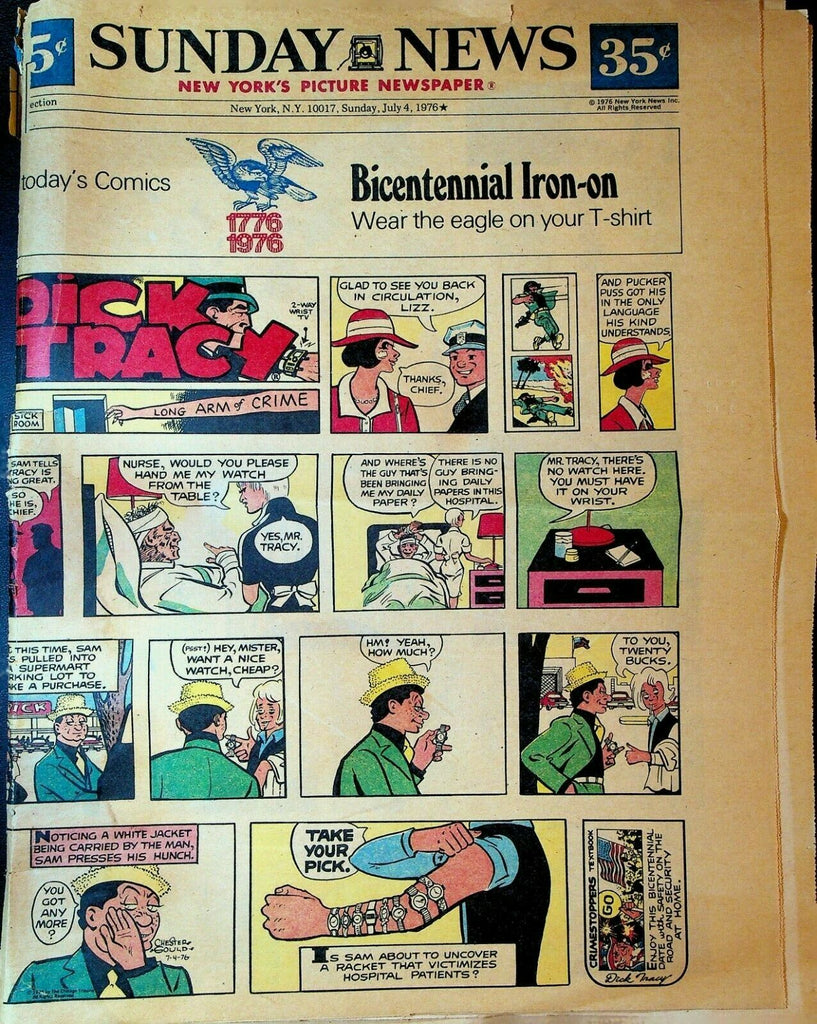 New York Sunday News Comic Section July 4 1976 Bicentennial Patriotic