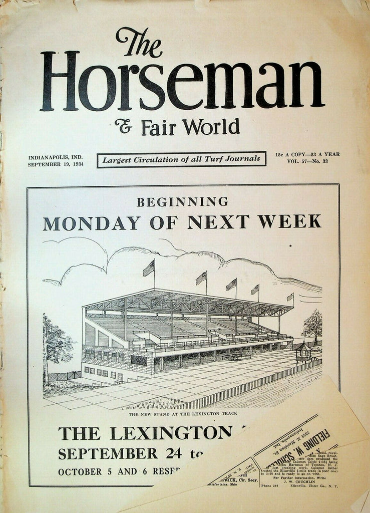 Horseman & Fair World Magazine Harness Racing September 19 1934 Lexington Trots