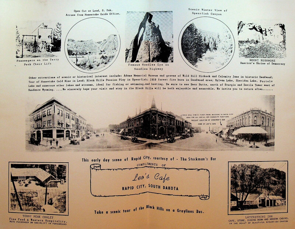 Leo's Cafe Restaurant Placemat 1970s Rapid City South Dakota