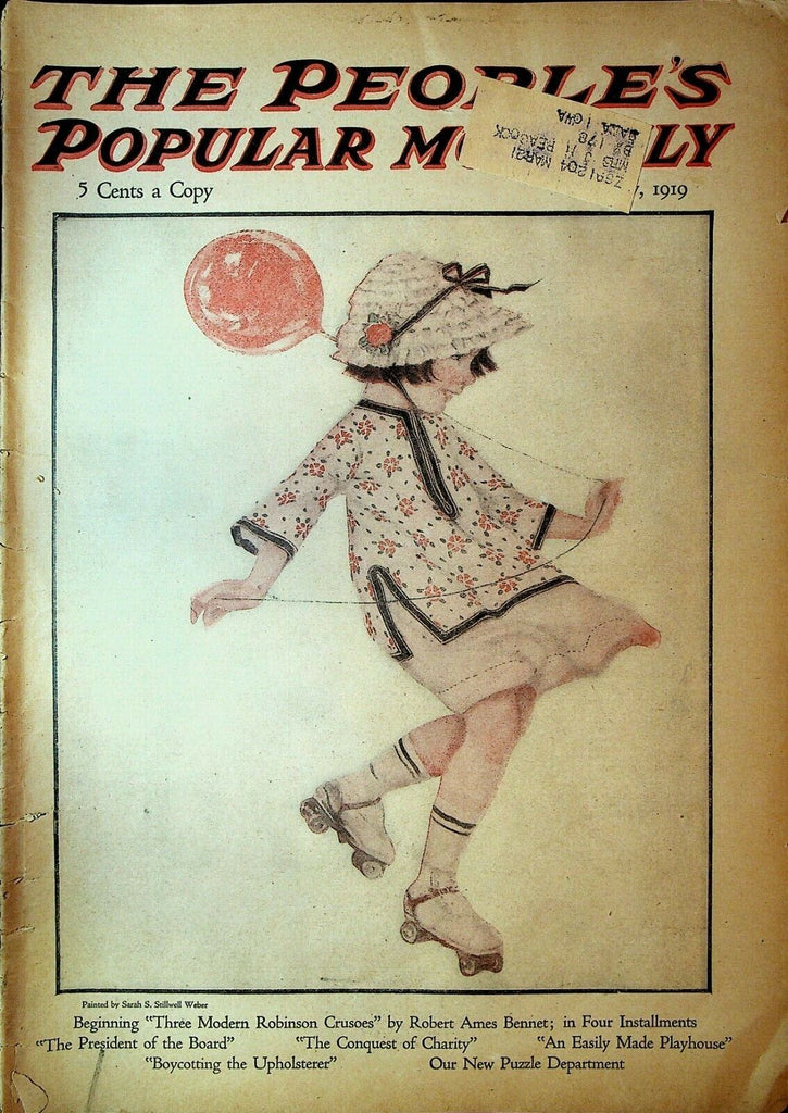 People's Popular Monthly May 1919 Sarah S Stillwell Weber Girl with Balloon