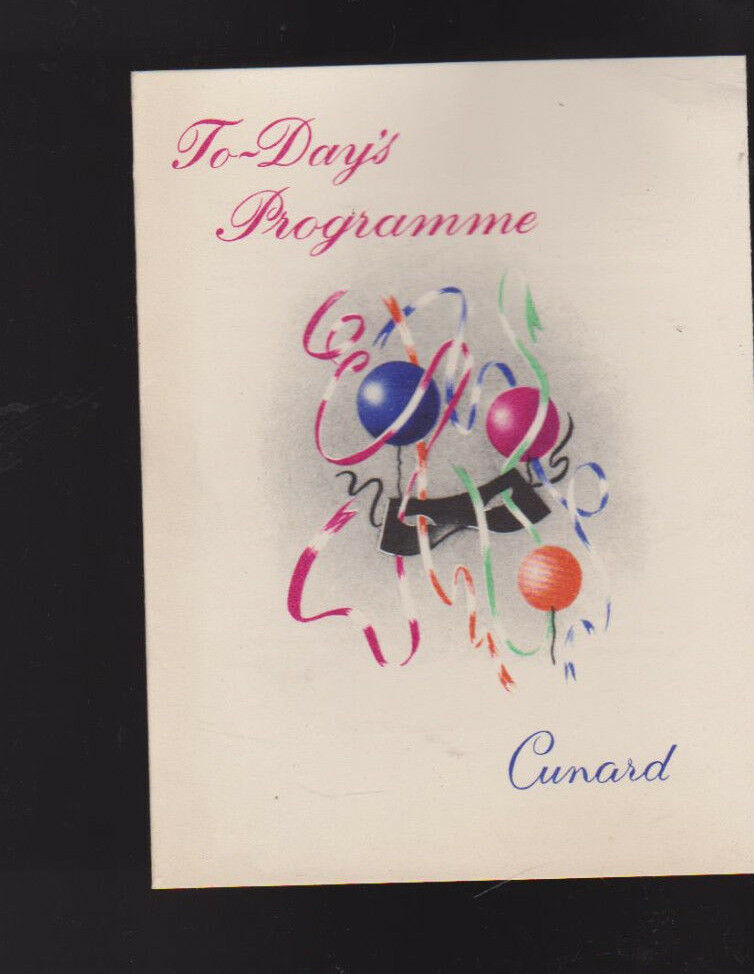 Cunard RMS Media Programme of Events April 10 1960