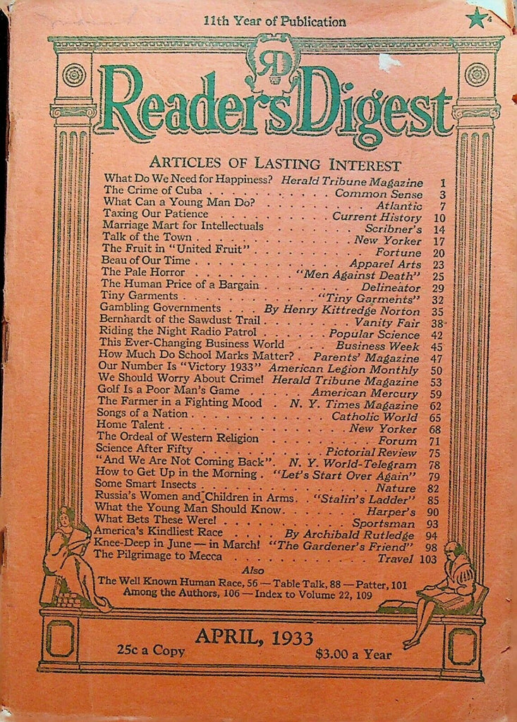 Reader's Digest April 1933 Golf United Fruit Aimee Semple McPherson Hutton