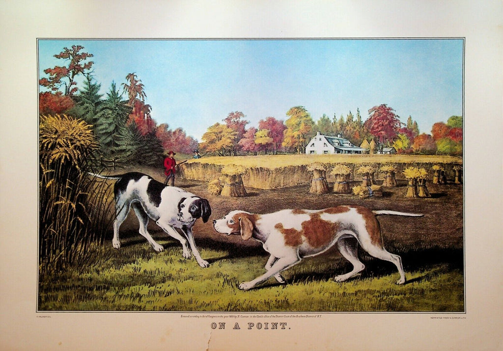 Currier & Ives Calendar Topper 1972 On a Point Hunting Dogs
