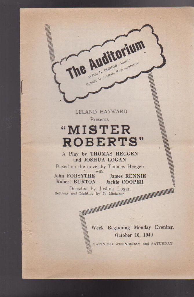 Mister Roberts John Forsythe Jackie Cooper 1949 Program Auditorium Rochester NY