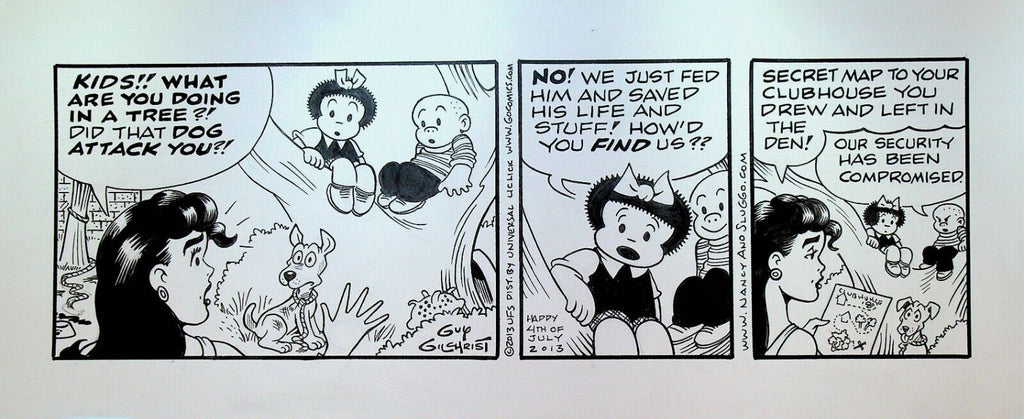 Nancy Comic Strip Original Art Guy Gilchrist July 4 2013 Clubhouse Sluggo