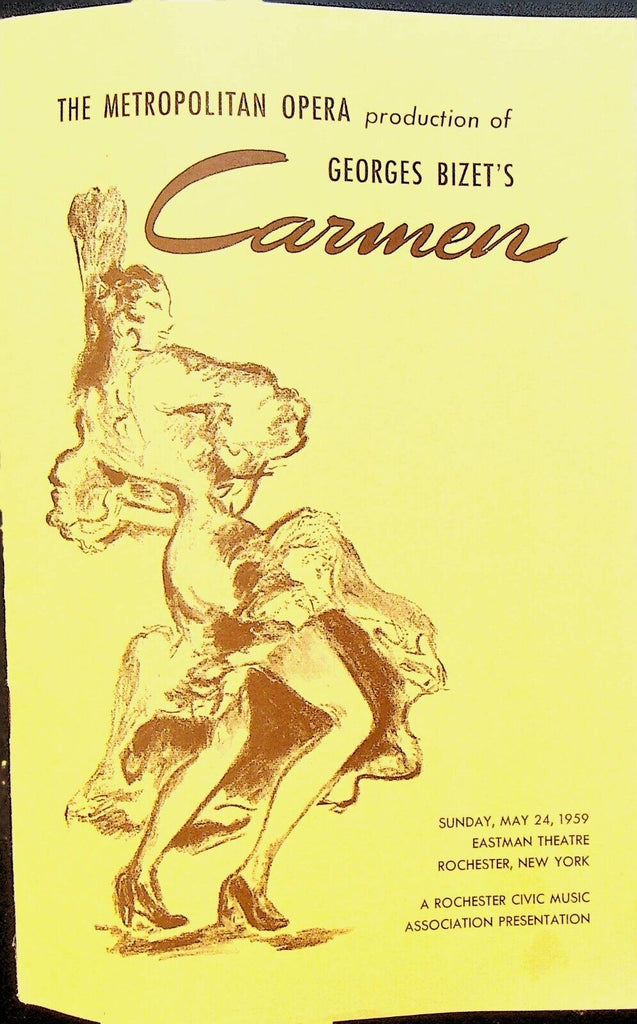 Carmen Georges Bizet Metropolitan Opera Program May 24 1959 Rochester NY