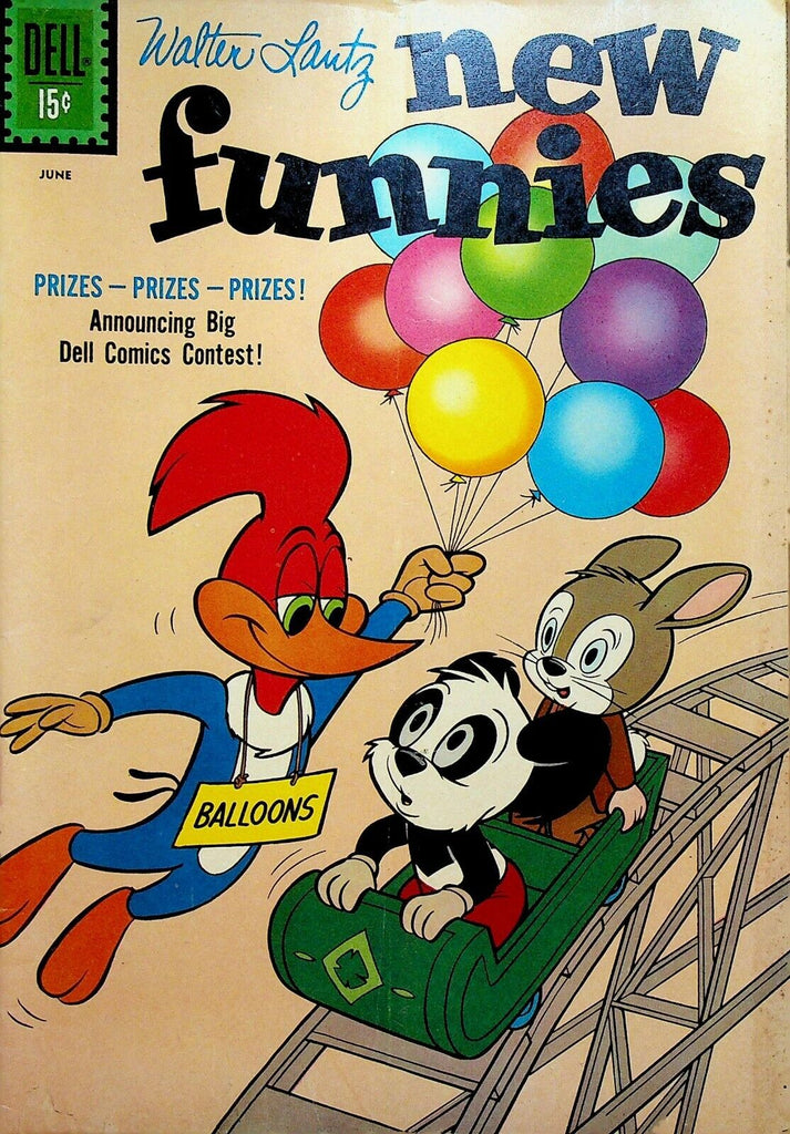 New Funnies 283 Dell Comics 1961 Roller Coaster Balloon Vendor Woody Woodpecker