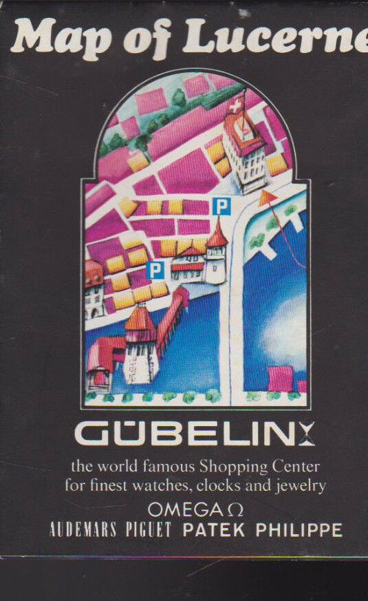 Map of Lucerne Switzerland Gubelin Shopping Center 1970s