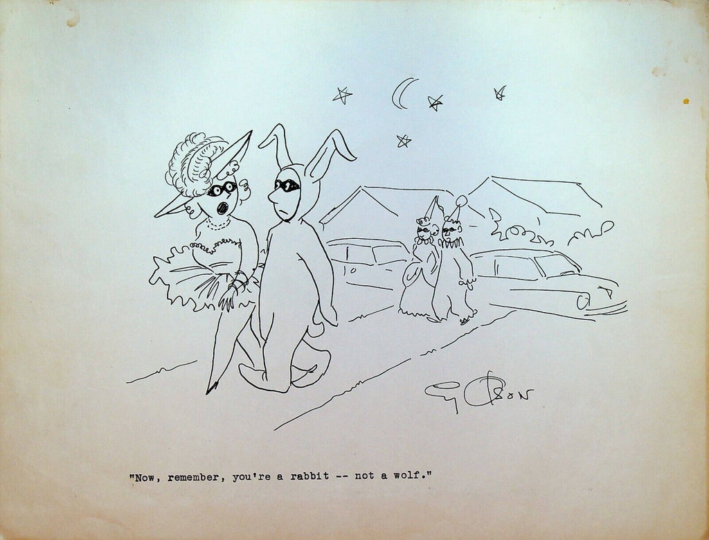 Man Dressed as Rabbit Costume Party 1960s Cy Olson Original Art