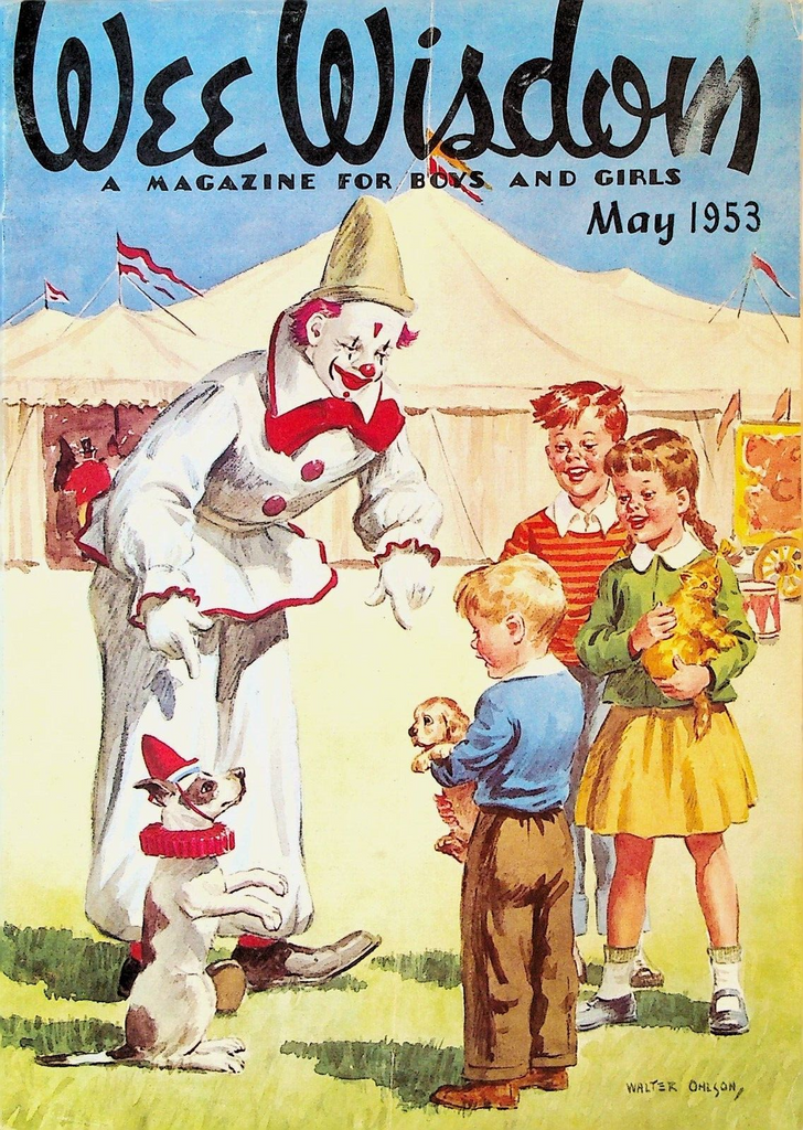 Wee Wisdom Magazine May 1953 Circus Clown Dog Walter Ohlson