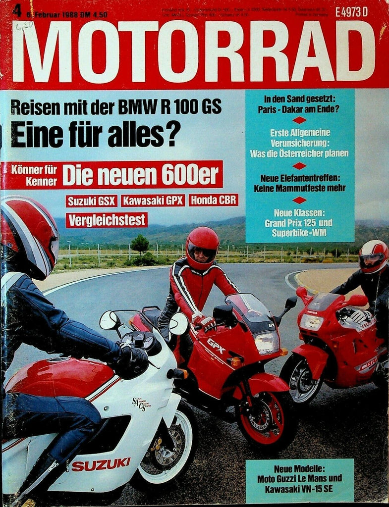 Motorrad Magazine February 6 1988 Motorcycles Off-Roading Paris Dakar Rally