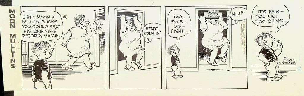 Moon Mullins Ferd Johnson Original Comic Strip Art April 30 1968
