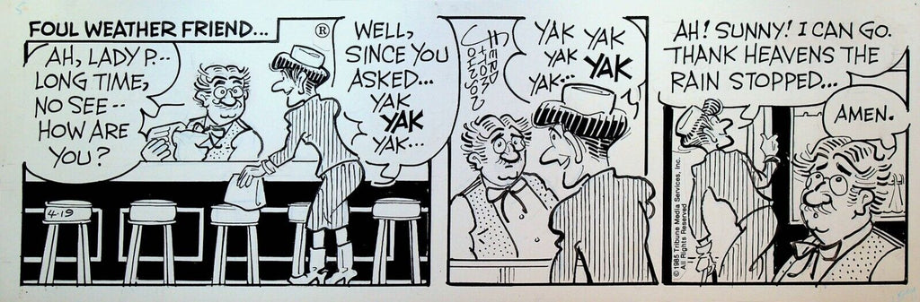 Moon Mullins Original Art Ferd & Tom Johnson April 19 1985 Bar Gossip