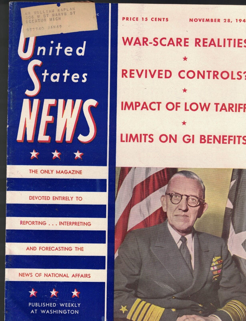 United States News November 28 1947 Admiral Denfeld GI Benefits
