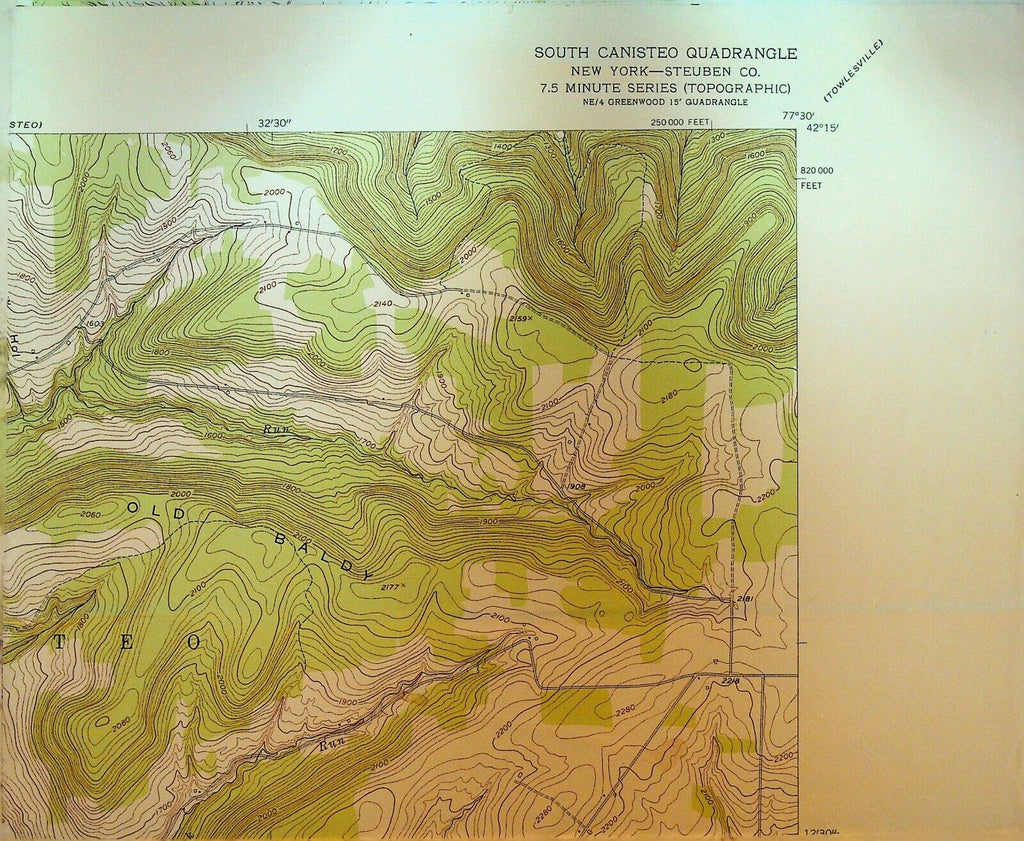 South Canisteo NY Geological Survey Map Steuben County 1954