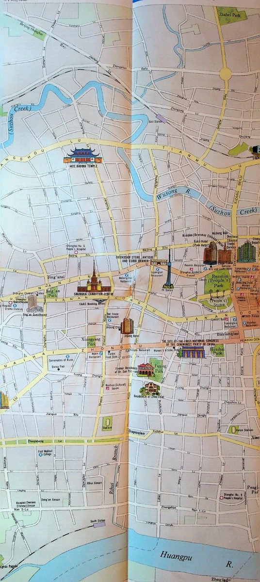 Shanghai Tourist Map China 1984 Cartographic Publishing House – Papergoy