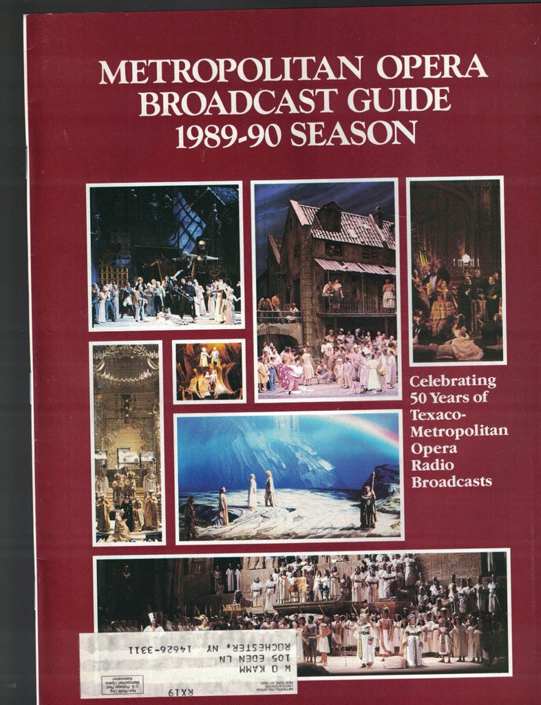 Metropolitan Opera Broadcast Guide 1989 1990 Season