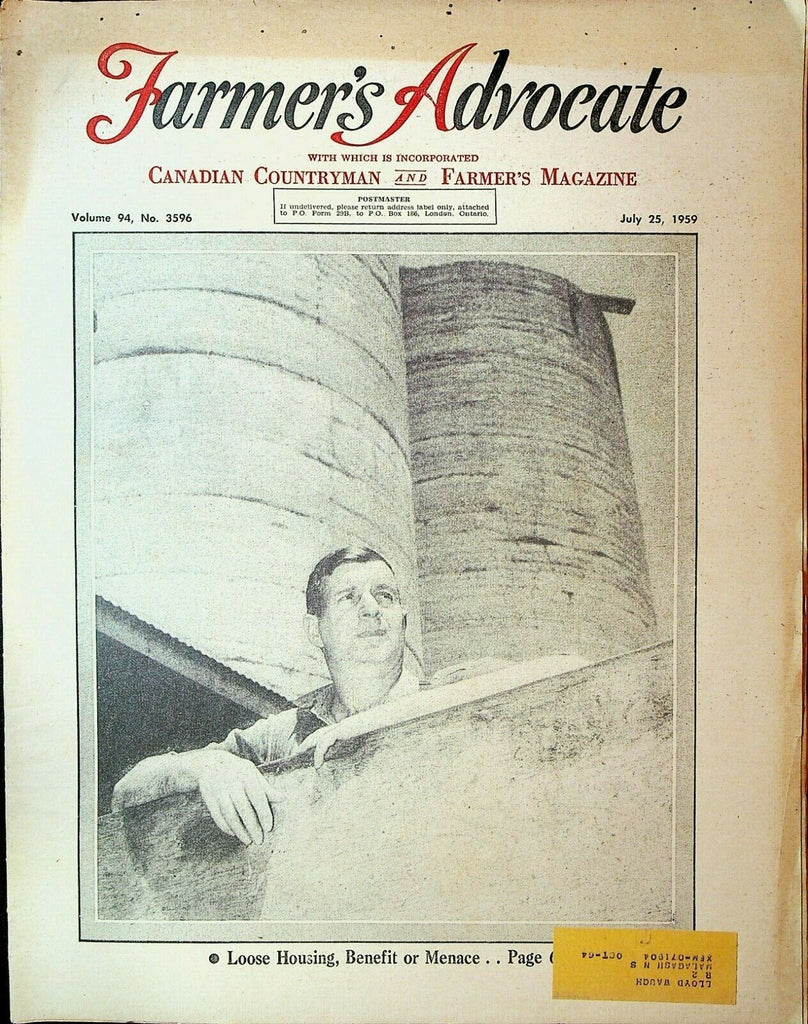 Farmer's Advocate Magazine July 25 1959 Cattle Farming Agriculture