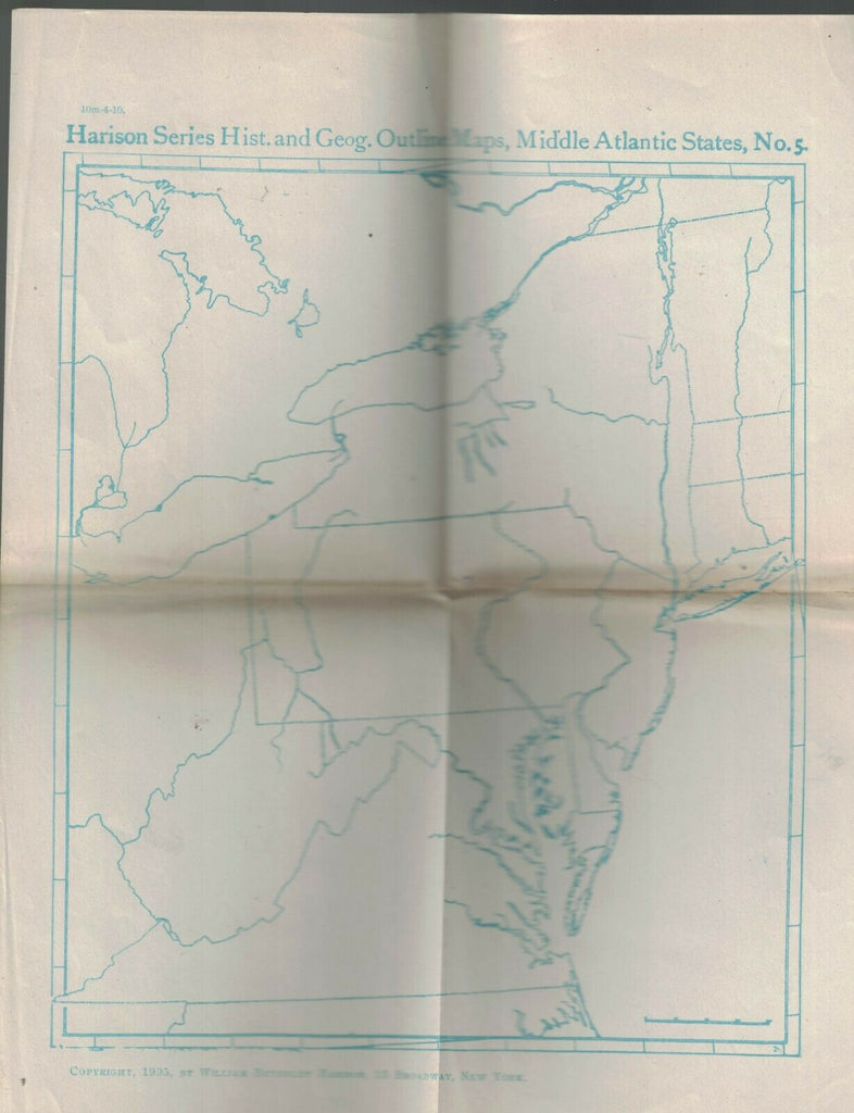 Harison Series Historic & Geographic Outline Map Middle Atlantic States #5 1905