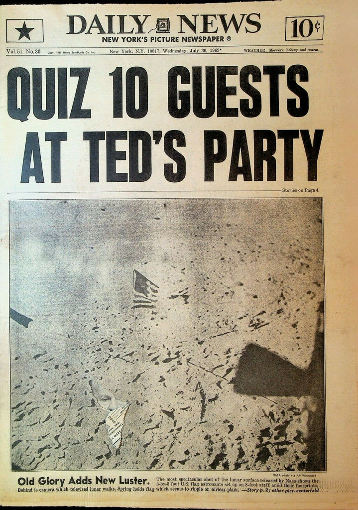 New York Daily News July 30 1969 Ted Kennedy Chappaquiddick Roy Campanella