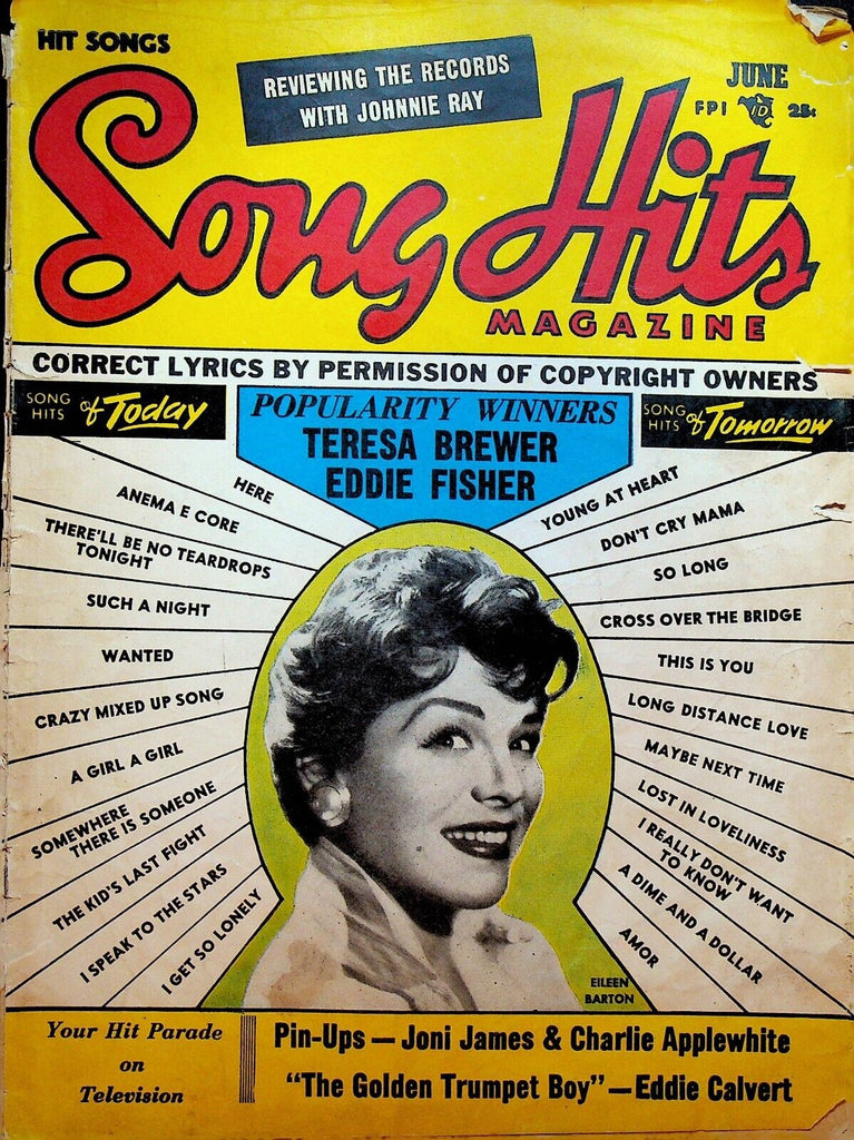 Song Hits Magazine June 1954 Eileen Barton Johnnie Ray Judy Garland Joni James