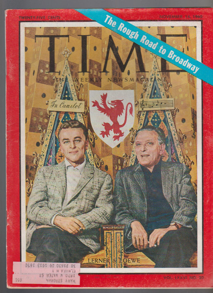 Time Magazine November 14 1960 Camelot Alan Jay Lerner & Frederick Loewe