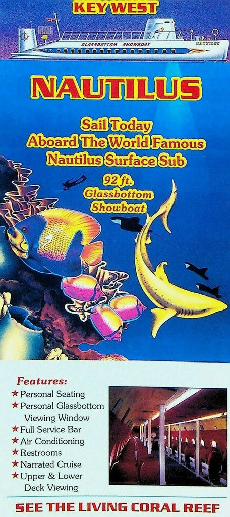 Nautilus Surface Sub Key West Florida Advertising Card 1980s